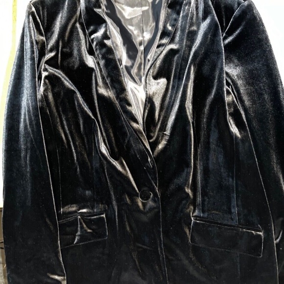 INC International Concepts Velvet Blazer Jacket Womens Holiday Black XL BRANDNEW - Picture 2 of 9